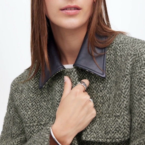Madewell Gray Tweed Utility Jacket with Black Collar - Picture 3 of 8